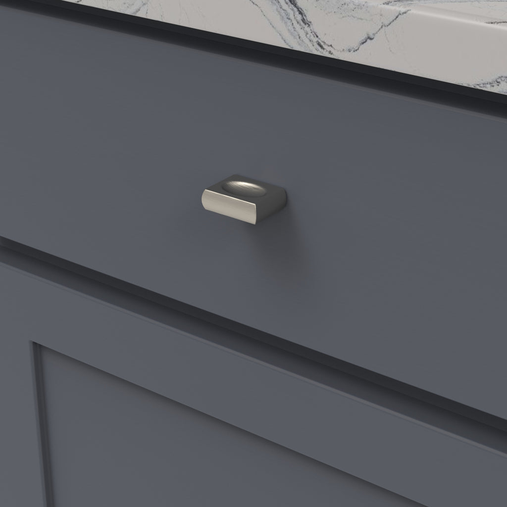 Ingot Knob 1-3/8 Inch x 7/16 Inch Satin Nickel Finish