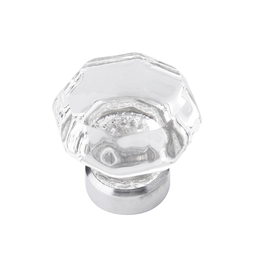 Luster Knob 1-3/8 Inch Diameter Glass with Chrome Finish