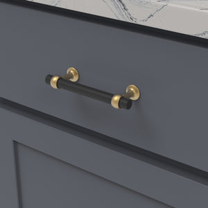 Ostia Pull 3-3/4 Inch (96mm) Center to Center Matte Black and Brushed Golden Brass