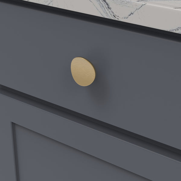 Vale Knob 1-3/4 Inch Diameter Brushed Golden Brass
