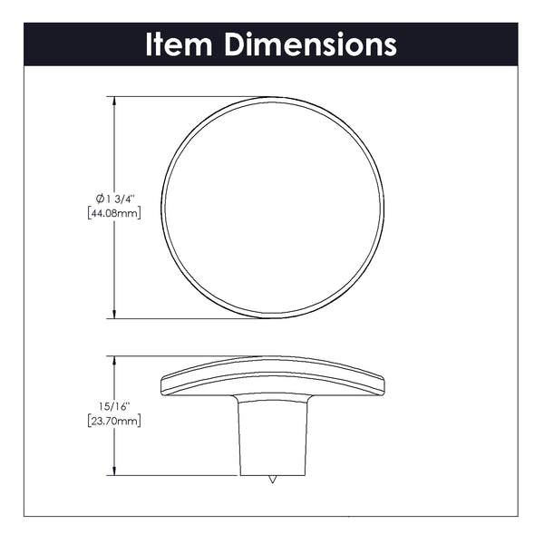 Vale Knob 1-3/4 Inch Diameter Brushed Golden Brass