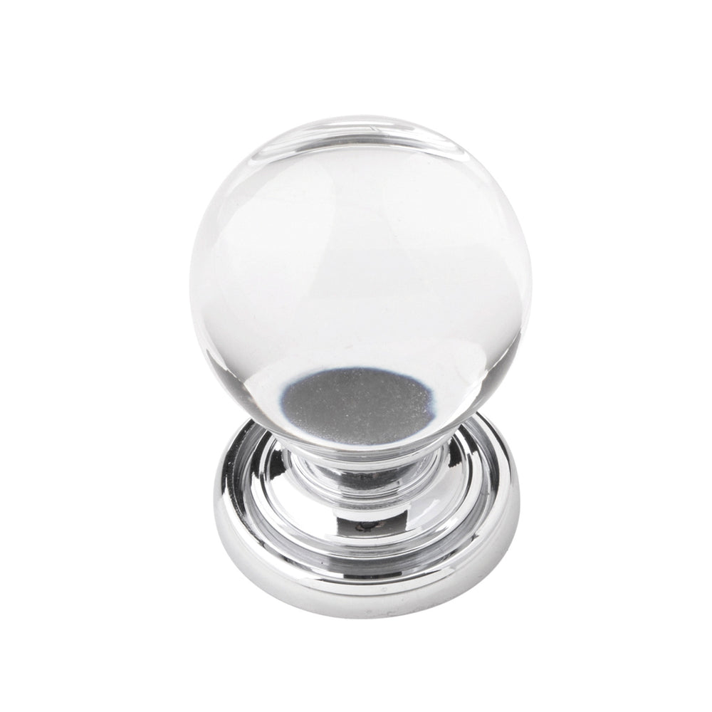 Luster Knob 1-1/8 Inch Diameter Glass with Chrome