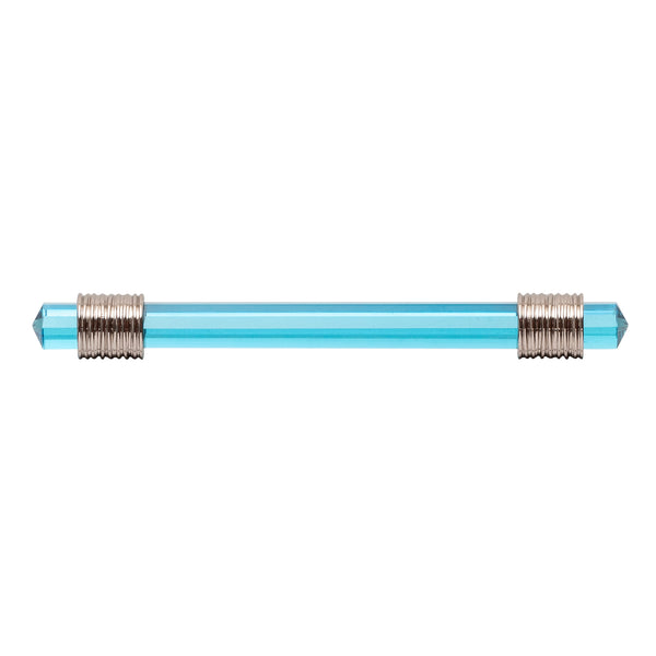 Chrysalis Pull 5-1/16 Inch (128mm) Center to Center Polished Nickel with Cerulean Glass