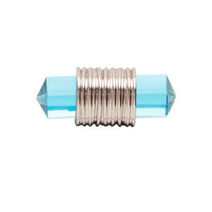 Chrysalis T-Knob 1-7/8 Inch x 3/4 Inch Polished Nickel with Cerulean Glass