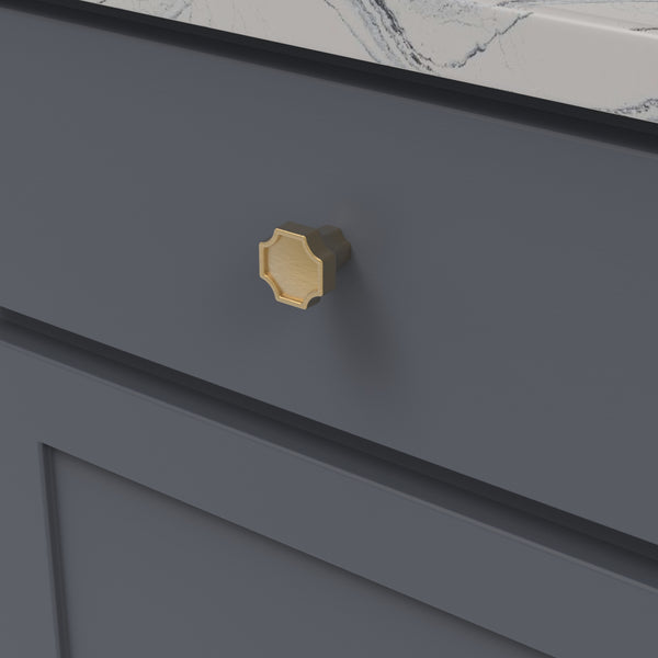 Monarch Knob 1-1/4 Inch x 1-1/4 Inch Brushed Golden Brass