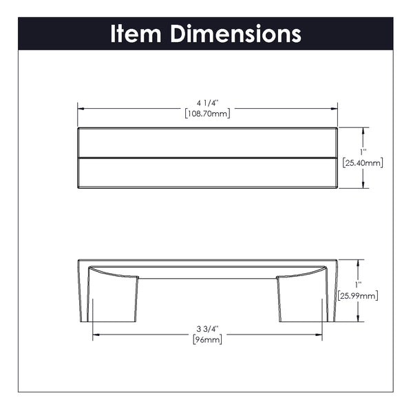 Avenue Pull 3-3/4 Inch (96mm) Center to Center Polished Nickel
