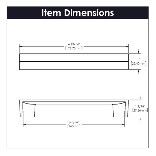 Avenue Pull 6-5/16 Inch (160mm) Center to Center Polished Nickel