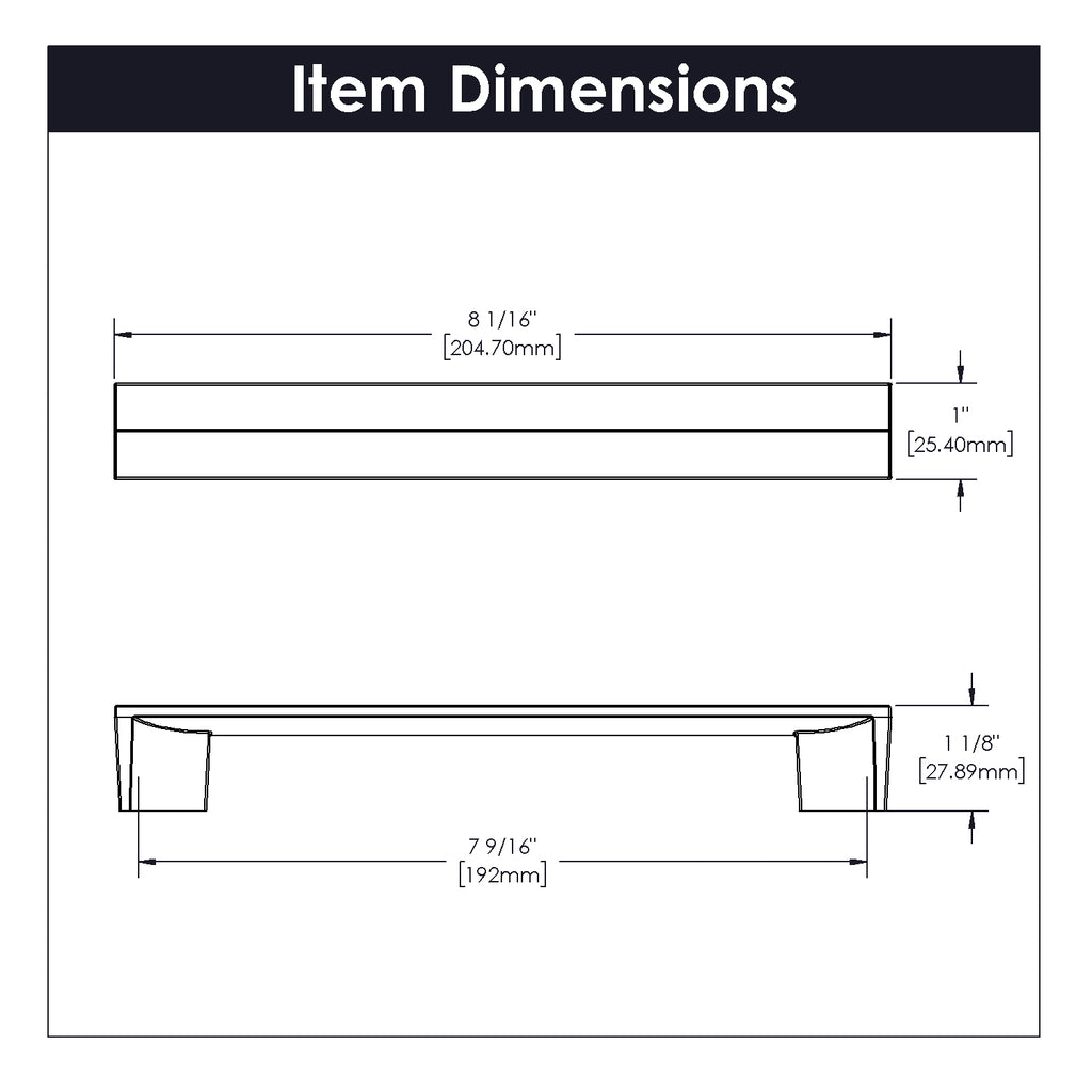 Avenue Pull 7-9/16 Inch (192mm) Center to Center Satin Nickel Finish