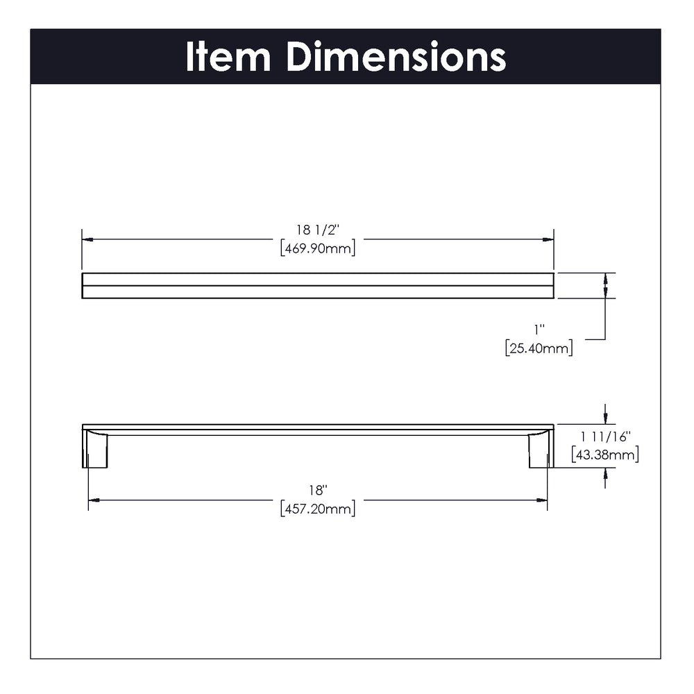 Avenue Appliance Pull 18 Inch Center to Center Satin Nickel