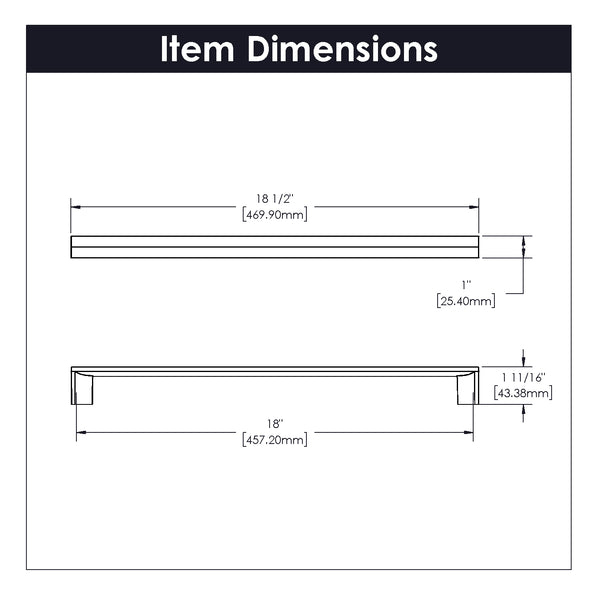 Avenue Appliance Pull 18 Inch Center to Center Satin Nickel