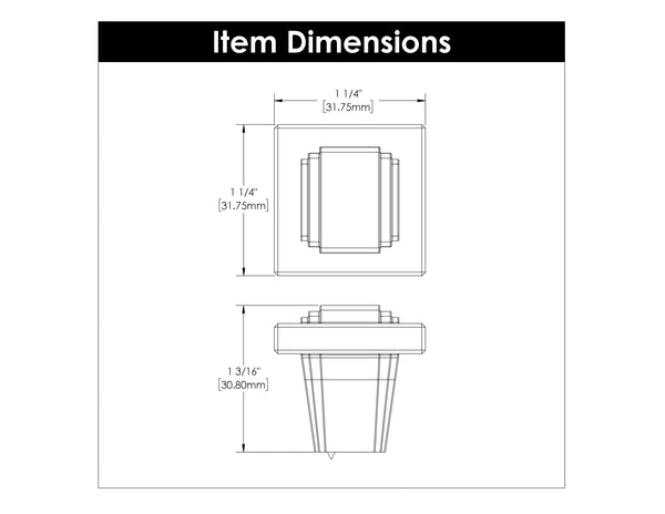 Belleclaire Knob 1-1/4 Inch Square Polished Nickel