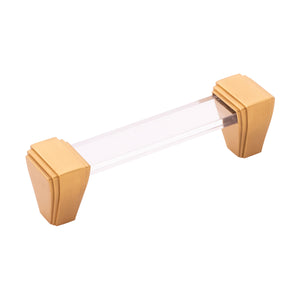 Belleclaire Pull 3-3/4 Inch (96mm) Center to Center Crysacrylic with Brushed Golden Brass