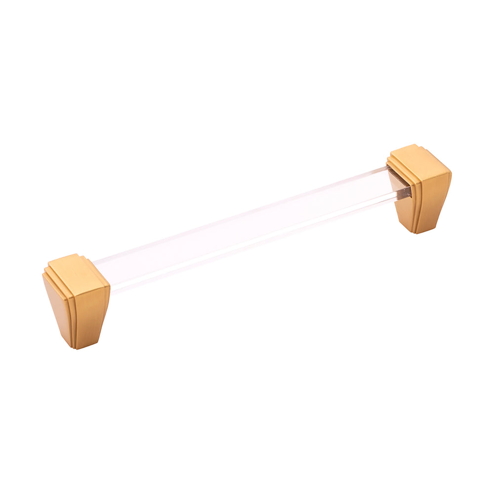 Belleclaire Pull 6-5/16 Inch (160mm) Center to Center Crysacrylic with Brushed Golden Brass