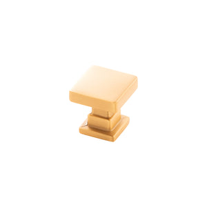 Brighton Knob 1 Inch Square Brushed Golden Brass