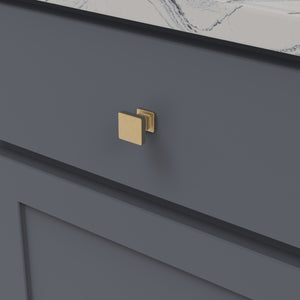 Brighton Knob 1 Inch Square Brushed Golden Brass