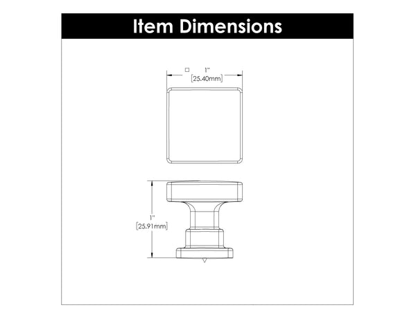 Brighton Knob 1 Inch Square Brushed Golden Brass