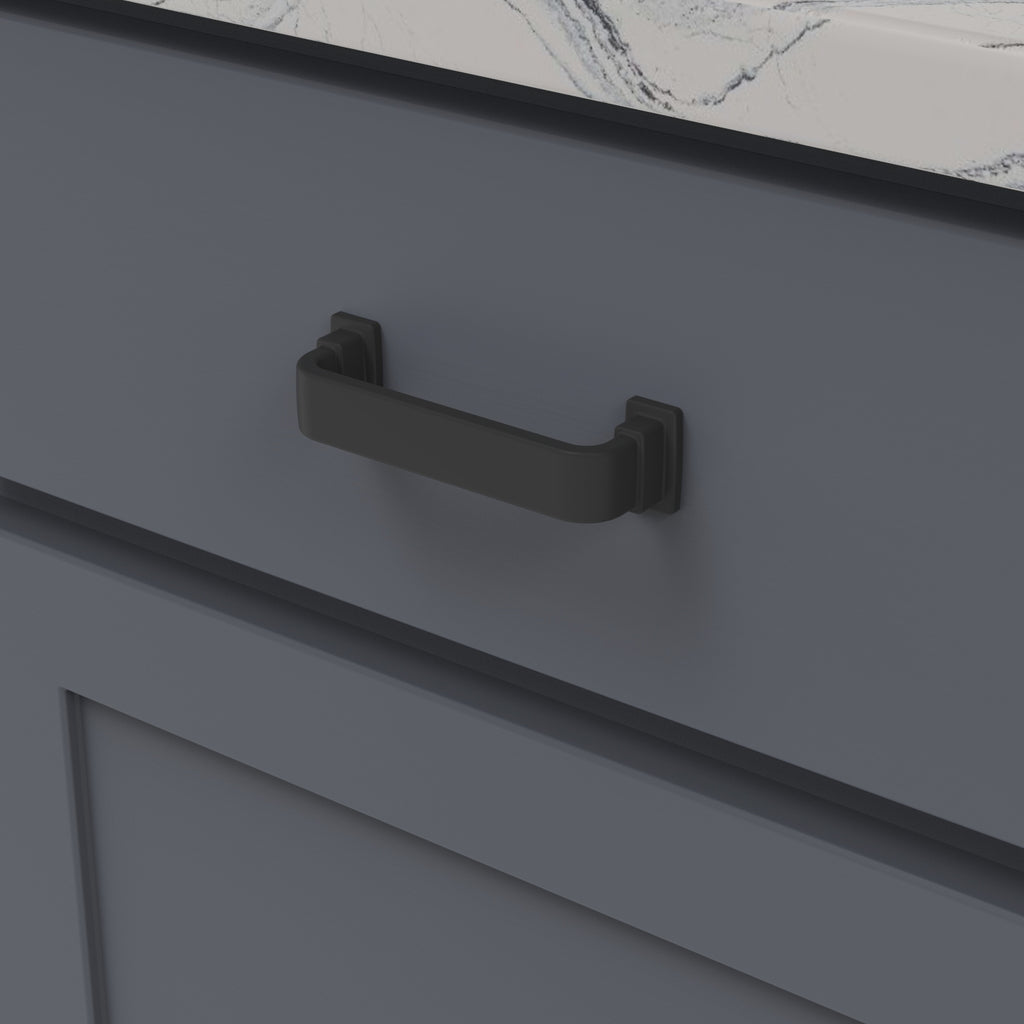 Brighton Pull 3-3/4 Inch (96mm) Center to Center Matte Black Finish