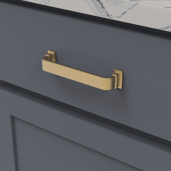 Brighton Pull 5-1/16 Inch (128mm) Center to Center Brushed Golden Brass