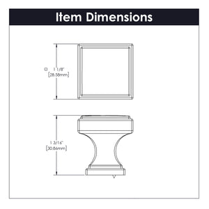 Brownstone Knob 1-1/8 Inch Square Chrome