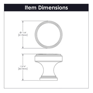 Brownstone Knob 1-1/4 Inch Diameter Polished Nickel
