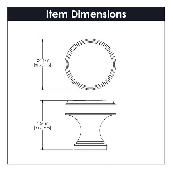 Brownstone Knob 1-1/4 Inch Diameter Polished Nickel