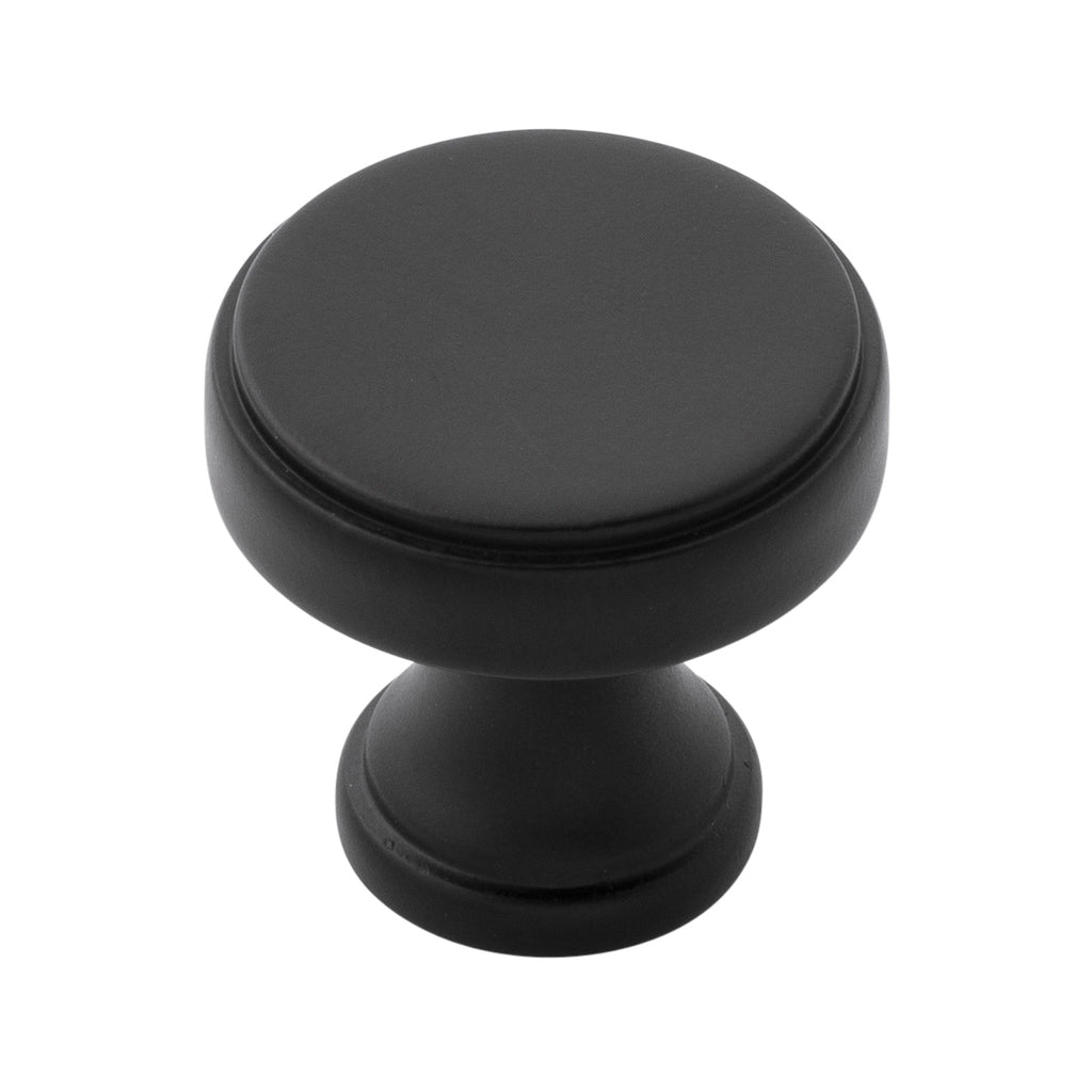 Brownstone Knob 1-1/4 Inch Diameter Matte Black Finish