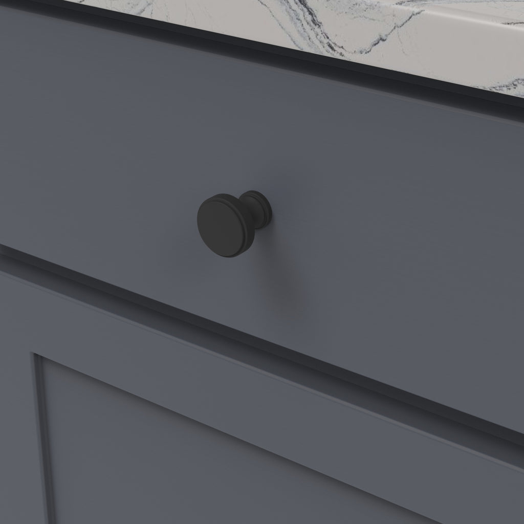 Brownstone Knob 1-1/4 Inch Diameter Matte Black Finish