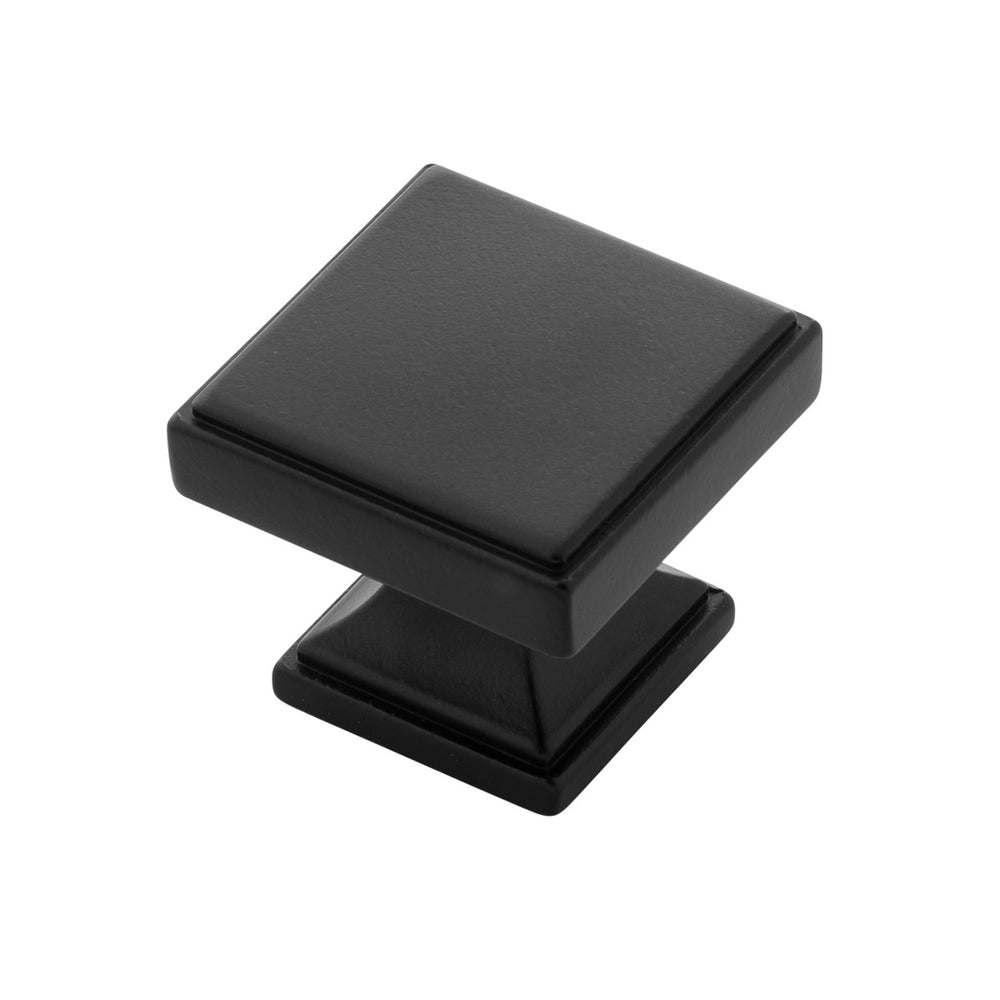 Brownstone Knob 1-3/8 Inch Square Matte Black