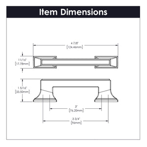 Brownstone Pull 3 Inch & 3-3/4 Inch (96mm) Center to Center Polished Nickel
