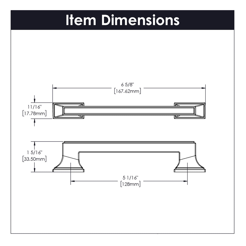 Brownstone Pull 5-1/16 Inch (128mm) Center to Center Chrome Finish