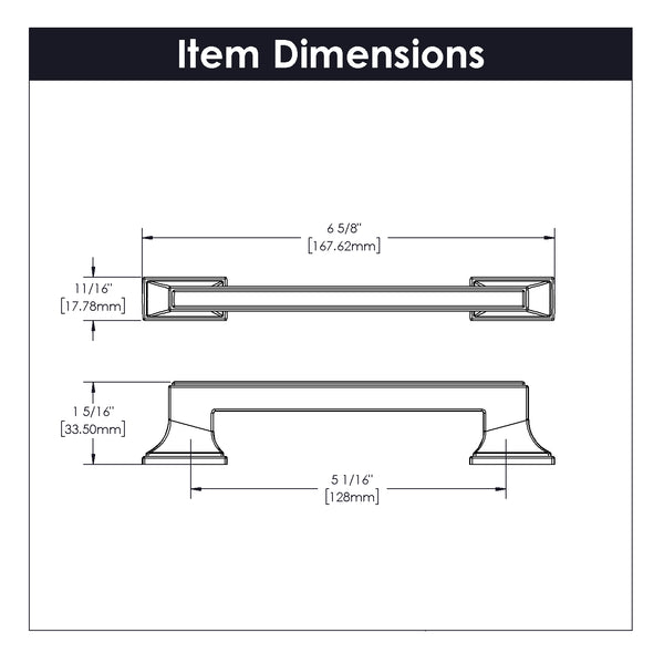 Brownstone Pull 5-1/16 Inch (128mm) Center to Center Chrome