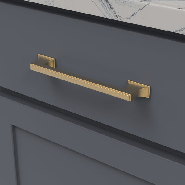 Brownstone Pull 6-5/16 Inch (160mm) Center to Center Brushed Golden Brass