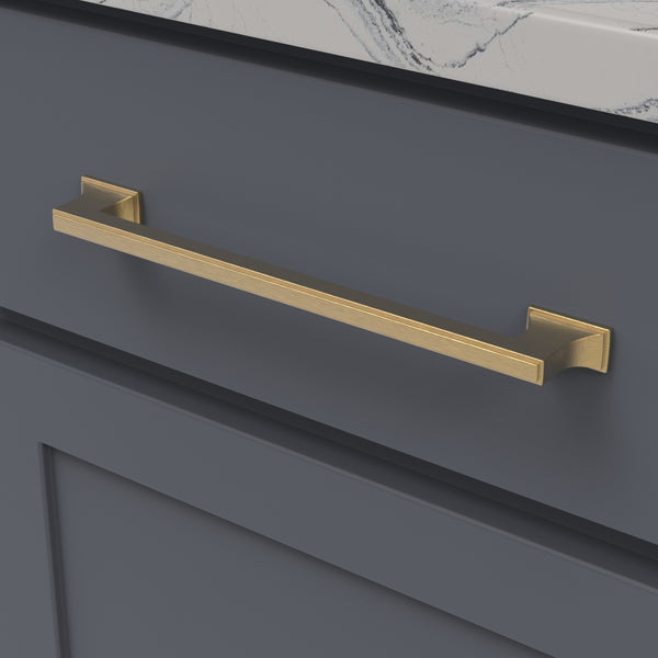 Brownstone Pull 8-13/16 Inch (224mm) Center to Center Brushed Golden Brass