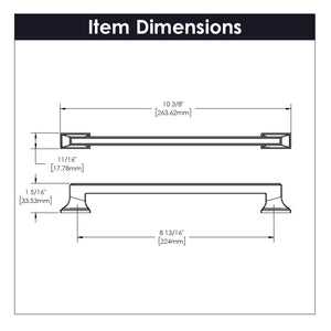 Brownstone Pull 8-13/16 Inch (224mm) Center to Center Brushed Golden Brass