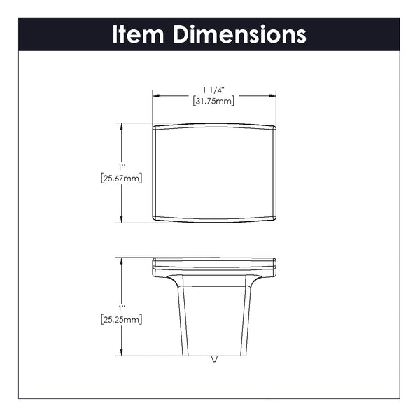 Channel Knob 1-1/4 Inch x 1 Inch Brushed Golden Brass