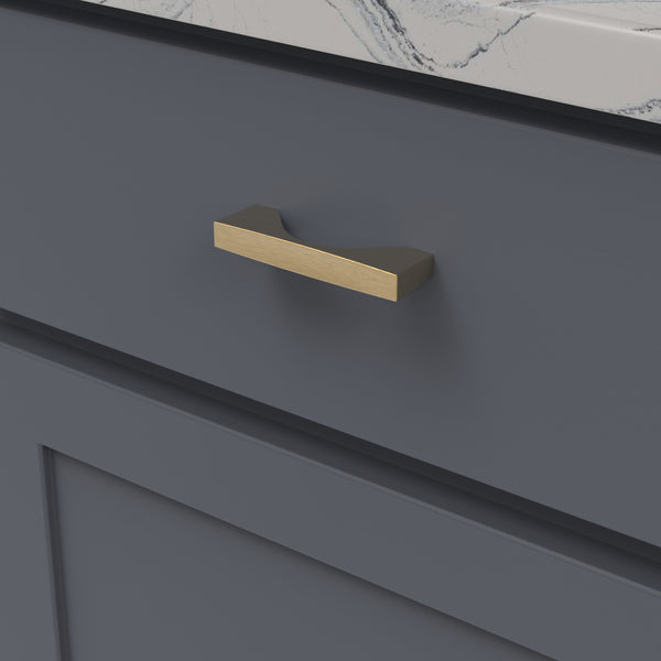 Channel Pull 3 Inch Center to Center Brushed Golden Brass
