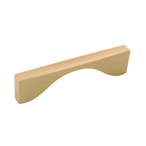 Channel Pull 3-3/4 Inch (96mm) Center to Center Brushed Golden Brass