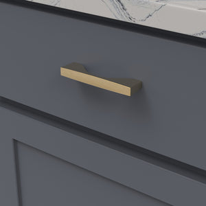 Channel Pull 3-3/4 Inch (96mm) Center to Center Brushed Golden Brass
