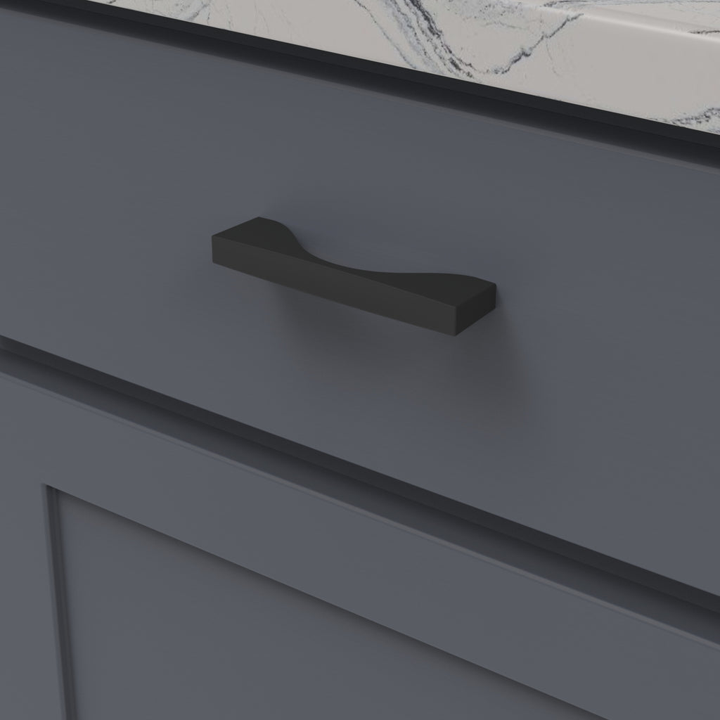 Channel Pull 3-3/4 Inch (96mm) Center to Center Matte Black Finish ...