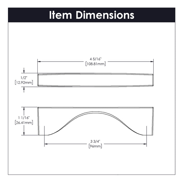 Channel Pull 3-3/4 Inch (96mm) Center to Center Matte Black