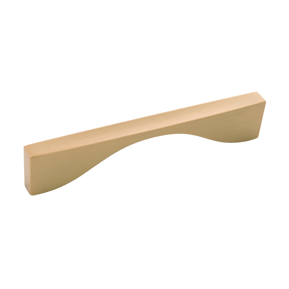 Channel Pull 5-1/16 Inch (128mm) Center to Center Brushed Golden Brass