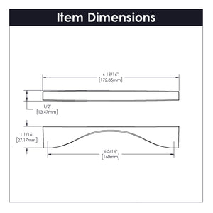 Channel Pull 6-5/16 Inch (160mm) Center to Center Chrome