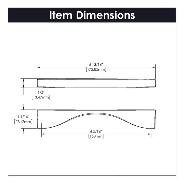 Channel Pull 6-5/16 Inch (160mm) Center to Center Chrome