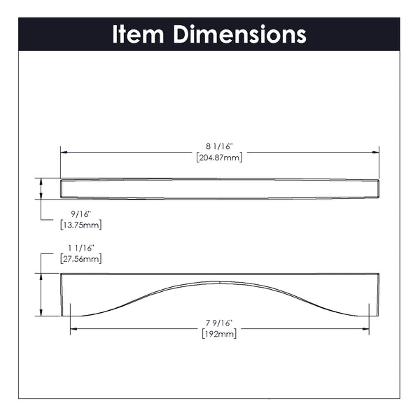 Channel Pull 7-9/16 Inch (192mm) Center to Center Matte Black