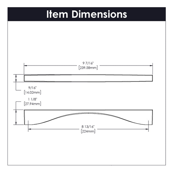 Channel Pull 8-13/16 Inch (224mm) Center to Center Matte Black