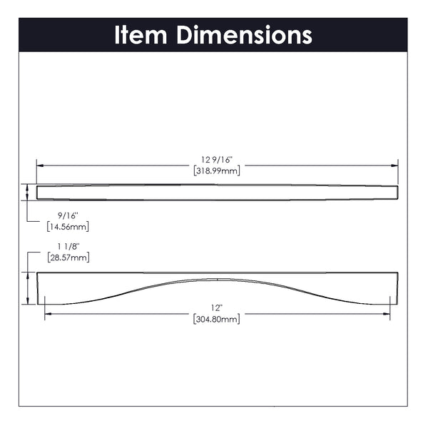 Channel Pull 12 Inch Center to Center Brushed Golden Brass