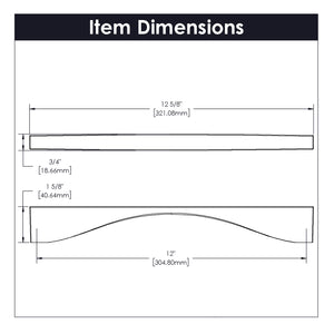 Channel Appliance Pull 12 Inch Center to Center Matte Black
