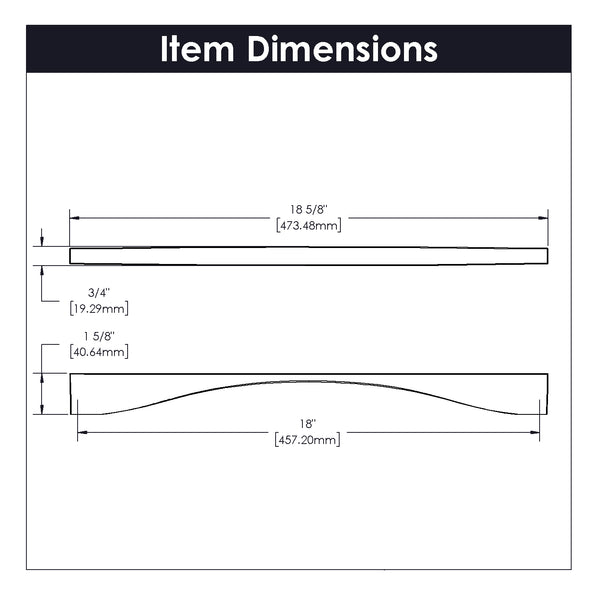 Channel Appliance Pull 18 Inch Center to Center Satin Nickel