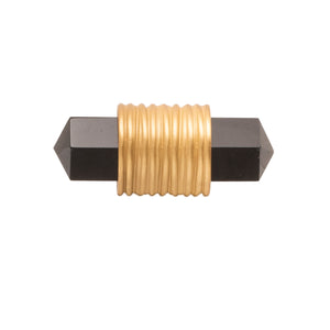 Chrysalis T-Knob 1-7/8 Inch x 3/4 Inch Brushed Golden Brass with Opaque Black Glass
