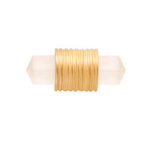 Chrysalis T-Knob 1-7/8 Inch x 3/4 Inch Brushed Golden Brass with Frosted Glass